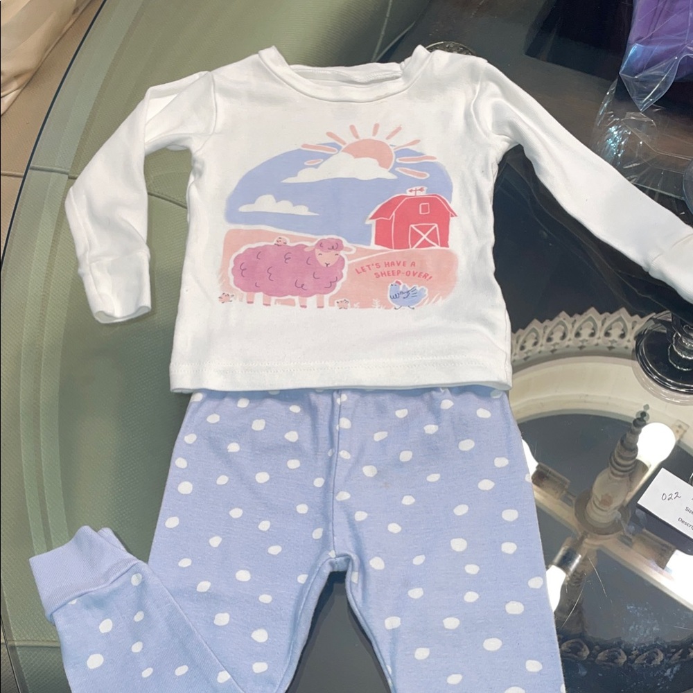 Carter's White and Light Blue Sheep Pajama Set